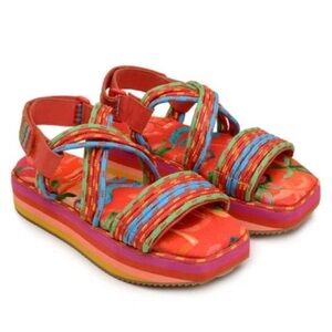 New Farm Rio Tropical Platform Sandal Multicolor Rope Strappy Sz 12